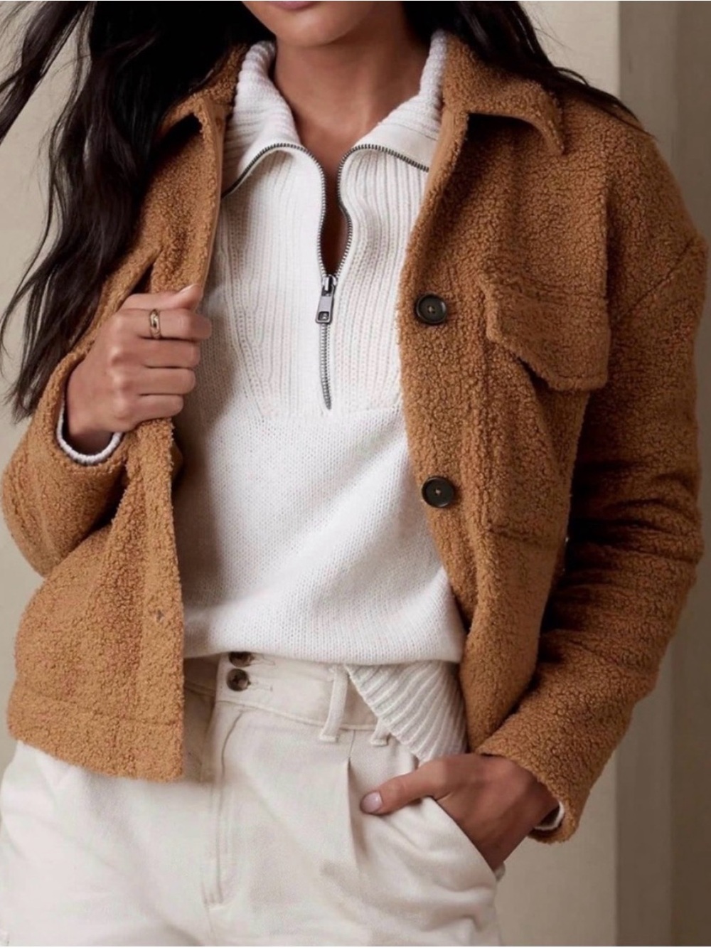 Banana Republic Camel Teddy Sherpa Jacket Size L